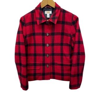 Talbots Petites Wool Nylon Blend Buffalo Plaid Jacket Womens 6P Italian Fabric